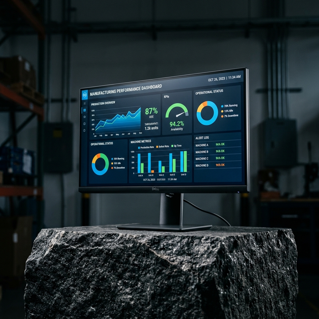 Manufacturing Dashboard UI on Monitor