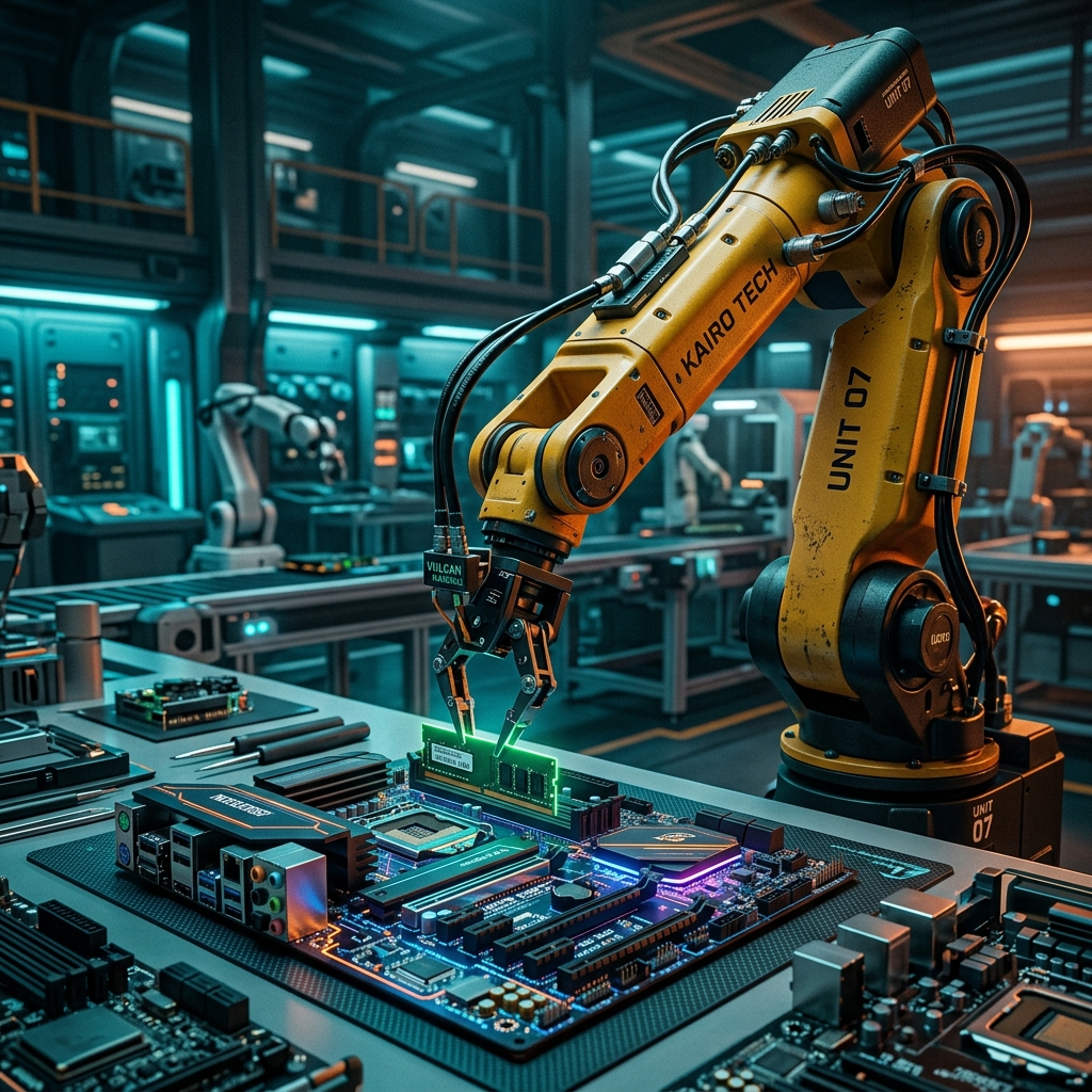 Robotic arm on assembly line